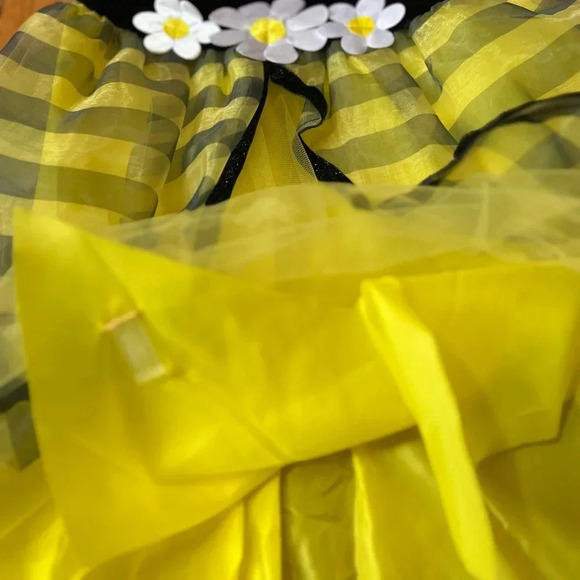 Halloween BEE Dress Costume Toddler Yellow Black Floral Striped Hat Beanie T3/T4 - Picture 8 of 16